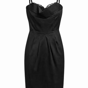 BCBGMaxAzria Little Black Dress Sweetheart Neck Cocktail Pleated Dress